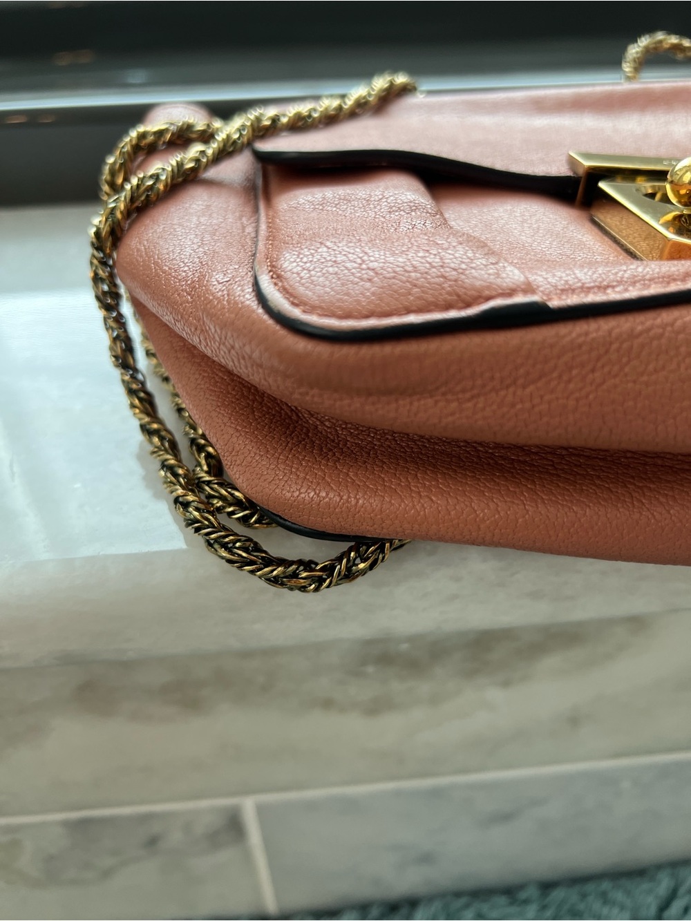Authentic Chloe Elsie shoulder/crossbody bag with Gold Hardware, rust-clay color - Picture 5 of 13
